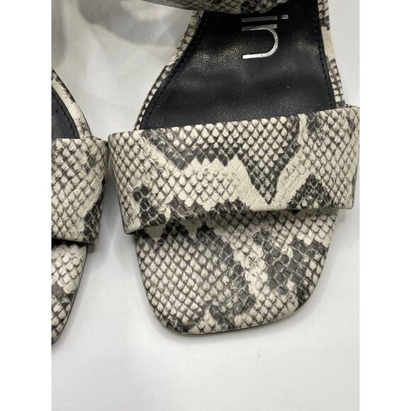 CALVIN KLEIN Women's Black-White Qeelin Snake Square-Toe Heeled Sandals SZ 6.5 - Picture 3 of 13